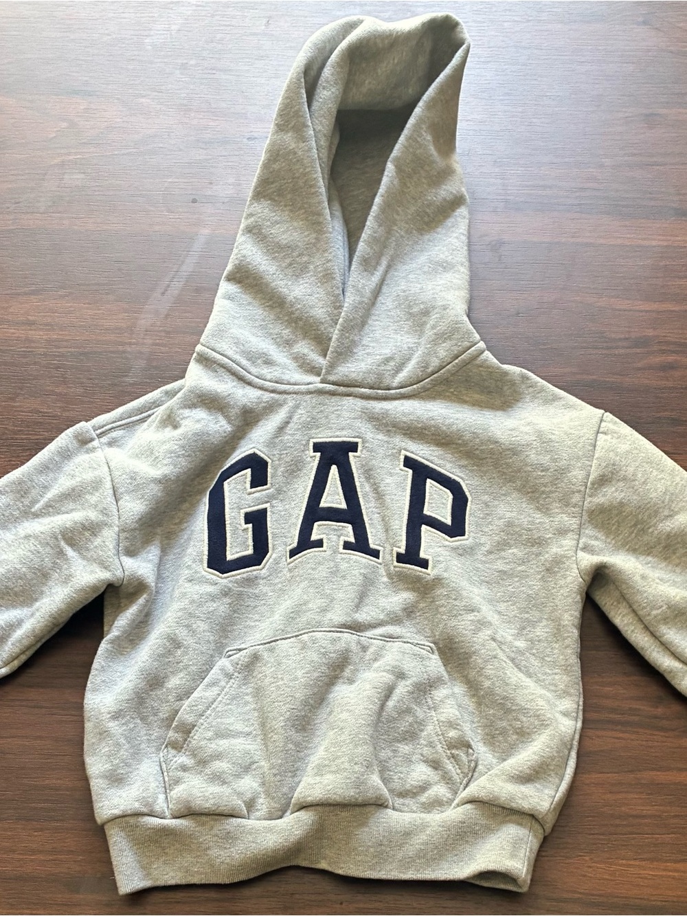 GAP Light Gray Hoodie with Navy Lettering